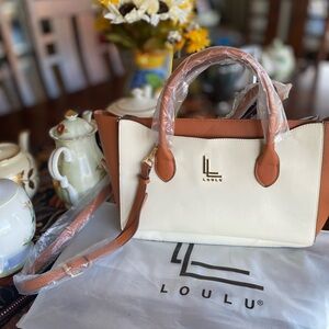 LouLu Two-Tone Cream & Tan Women's Satchel